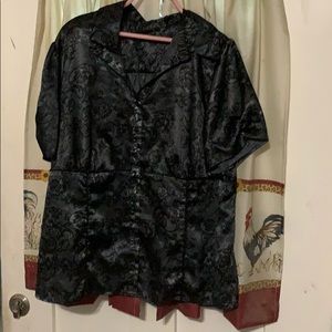 charcoal with black lace pattern blouse